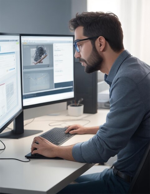 man working on desktop