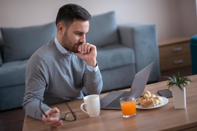 Man working from home on his laptop