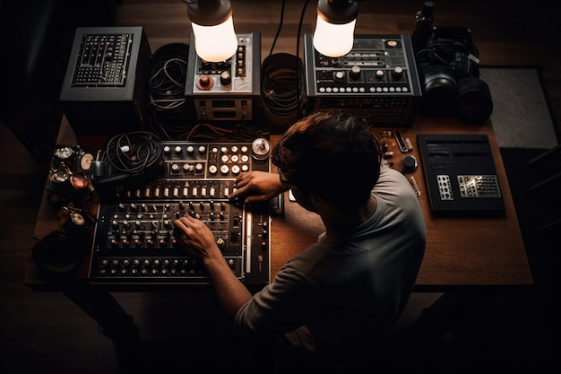 A man working on a machine with the number 1 on the front.