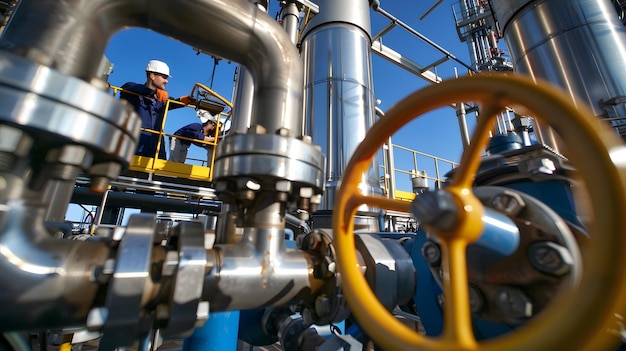 Photo a man working on a machine with a yellow ring on it