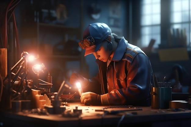 A man working on a machine in a workshop