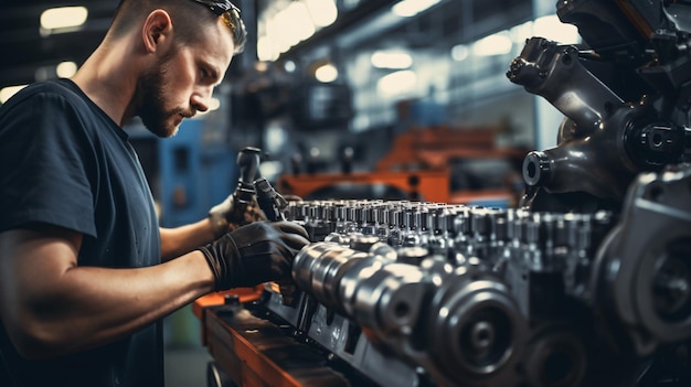 a man working on a piece of metal in a factory