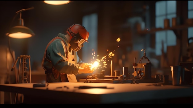 A man working on a piece of metal with the words'metal'on the bottom right