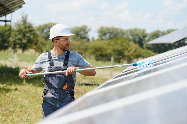 A man working at solar power station