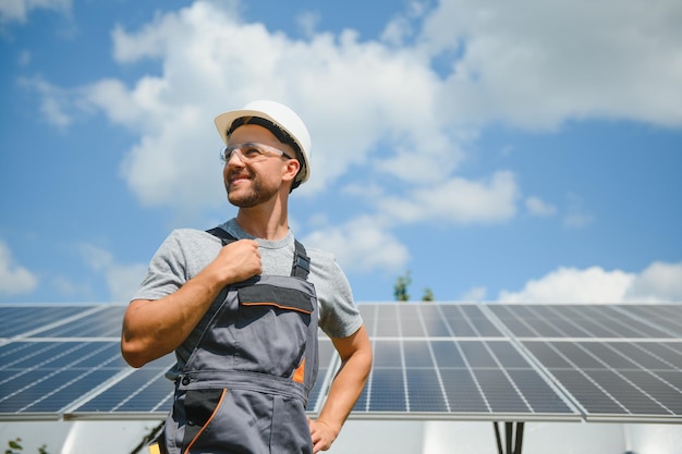 A man working at solar power station