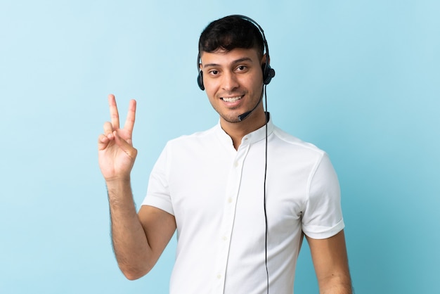 Man working with a headset