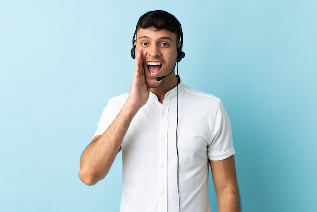 Man working with a headset