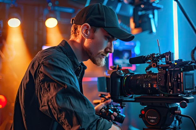 man working with a video camera