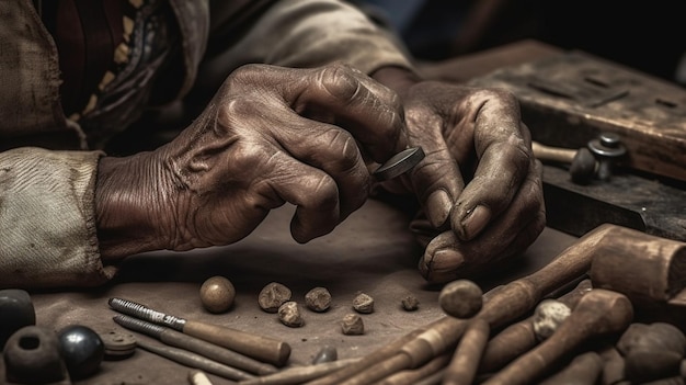 A man working on a woodworking tool.