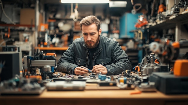 Man Working in Workshop