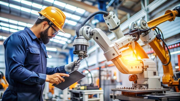 a man in a yellow hard hat is looking at a piece of paper with a blueprint on it