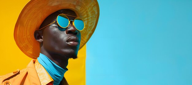 Man in Yellow Hat and Sunglasses Generative AI