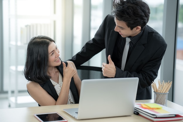 The manager encouraged admiration office workers who can do the work plan of the target company