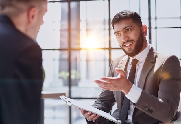 Manager interviewing a candidate in office