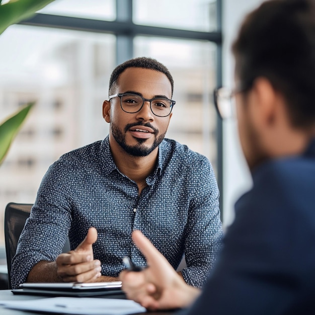 Manager providing feedback and coaching to employees during oneonone meetings