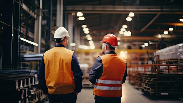 manager supervisor and worker discussing about production results and new strategy in factory indust