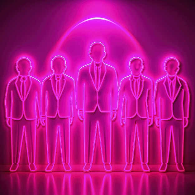 Photo managers crew in pink lighting against a black background during a dynamic event generative ai