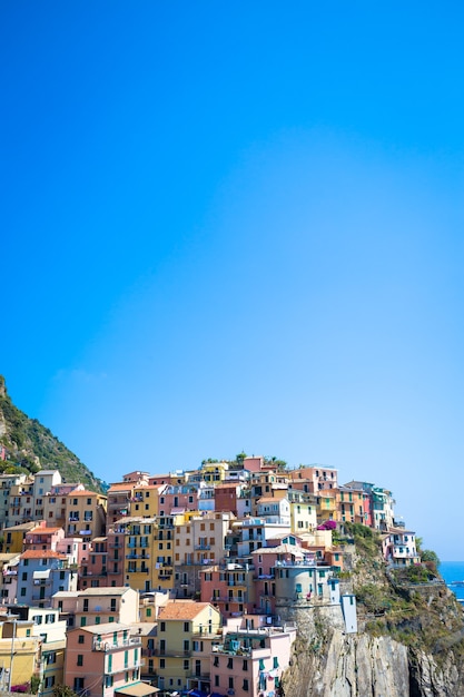 Manarola in Cinque Terre, Italy - July 2016 - The most eye-catching of Cinque Terre towns