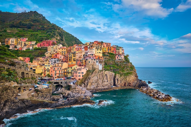 Manarola village on sunset, Cinque Terre, Liguria, Italy