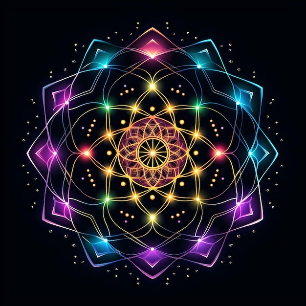 Mandala Art Design with Constellations and Color Gradient