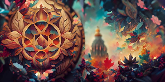 Mandala artwork colorful pattern background. Digital Illustration