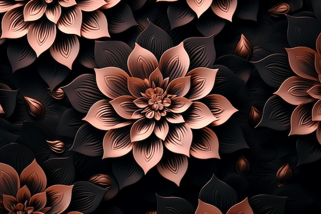 Mandala background in black and rose gold color