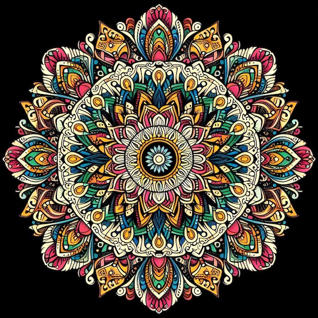 Mandala design featuring intricate floral elements and rich colors