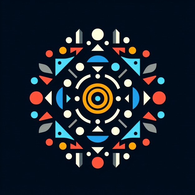 Photo mandala design with bold geometric elements and colorful details