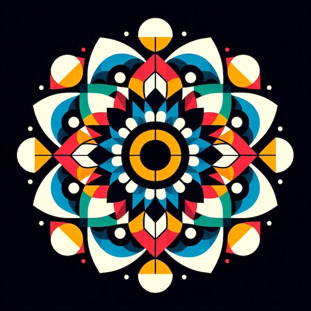 Mandala design with bold geometric shapes and intricate details