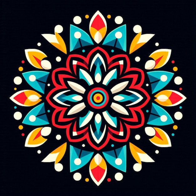 Mandala design with intricate details and bold color schemes