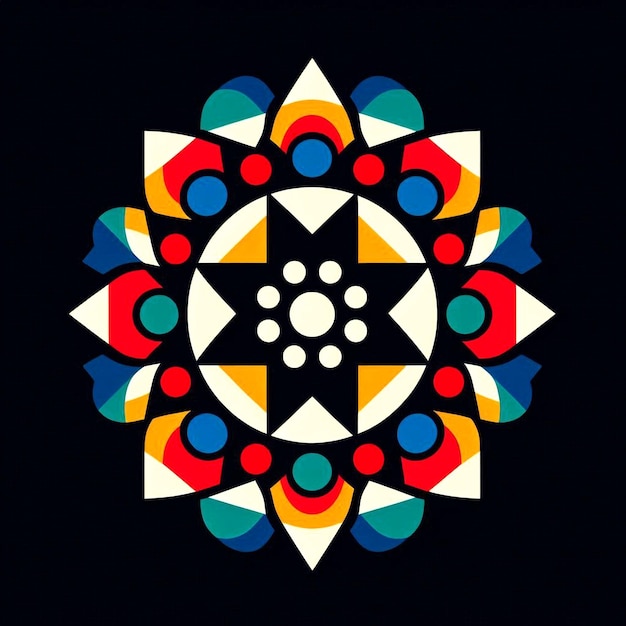 Mandala design with intricate details and bold color schemes