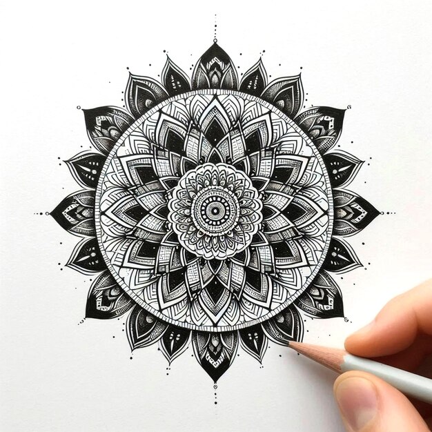 Photo mandala design with intricate geometric shapes and vibrant colors