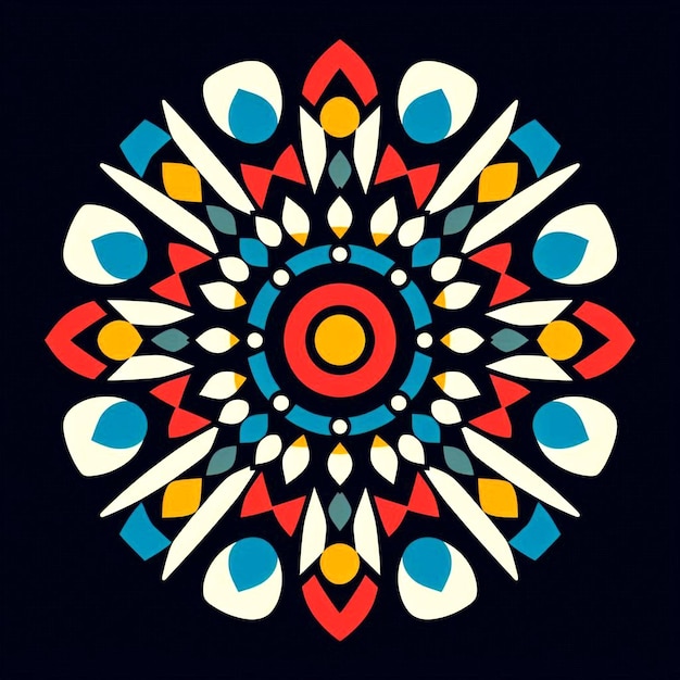 Mandala design with rich colors and complex geometric elements