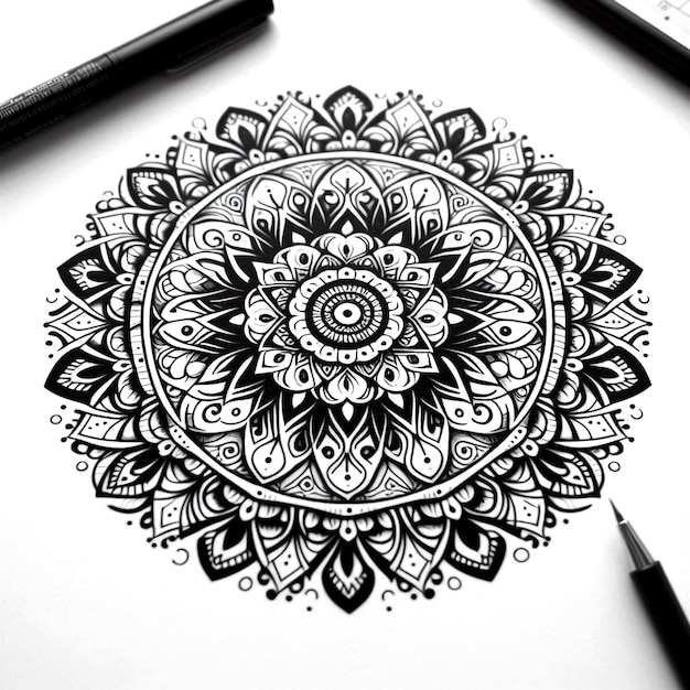 Photo mandala design with rich colors and intricate floral elements