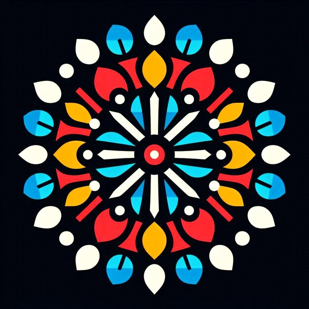 Mandala design with rich colors and intricate floral patterns