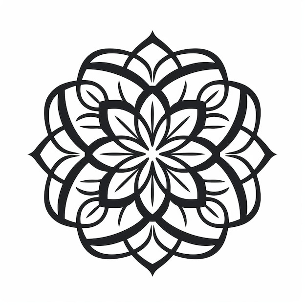 Photo mandala flower abstract vector silhouette contemplative minimalism sticker art