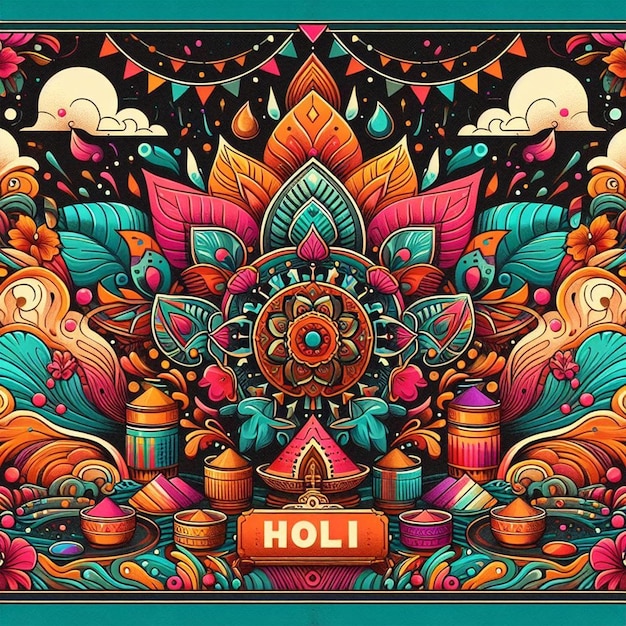 A mandala illustration Beauty of Holi celebration