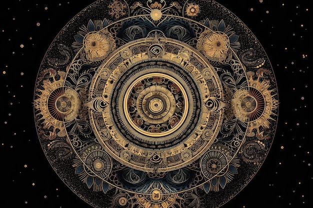 Mandala of intricate patterns and symbols representing the universe