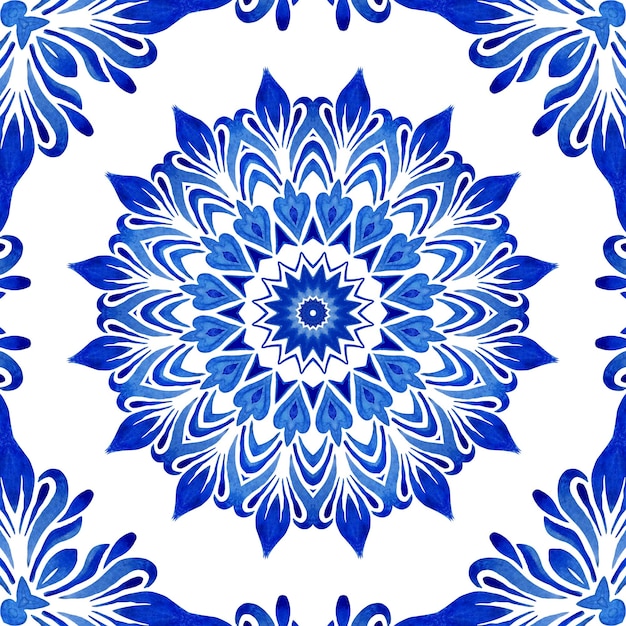 Mandala ornamental watercolor arabesque paint tile design pattern for fabric