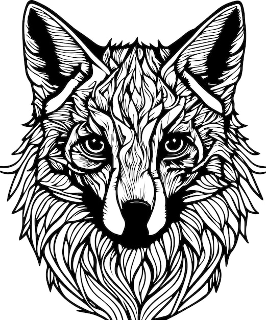 Mandala sketch fox coloring page