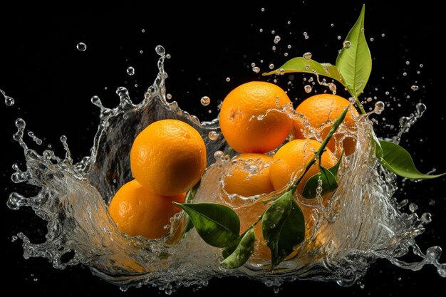 Mandarine plunging into the water