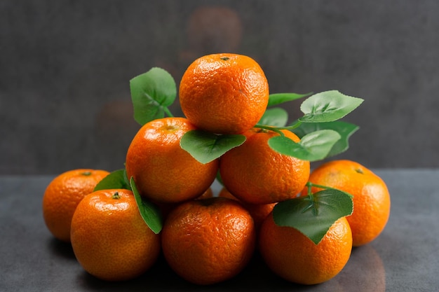 Mandarins on dark background