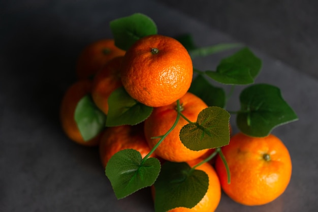 Mandarins on dark background