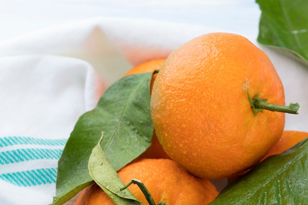 Mandarins with green leaves