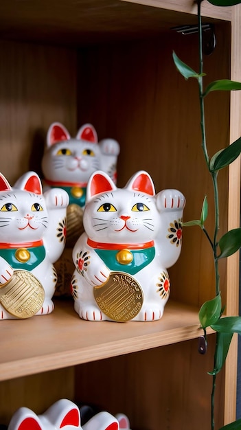 Manekineko cat figures as lucky charm