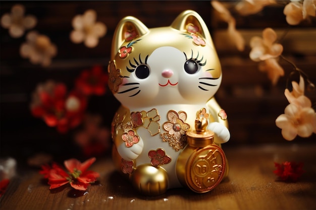 manekineko or lucky cat gold is mean more money and gold good luck good fortune to the owner