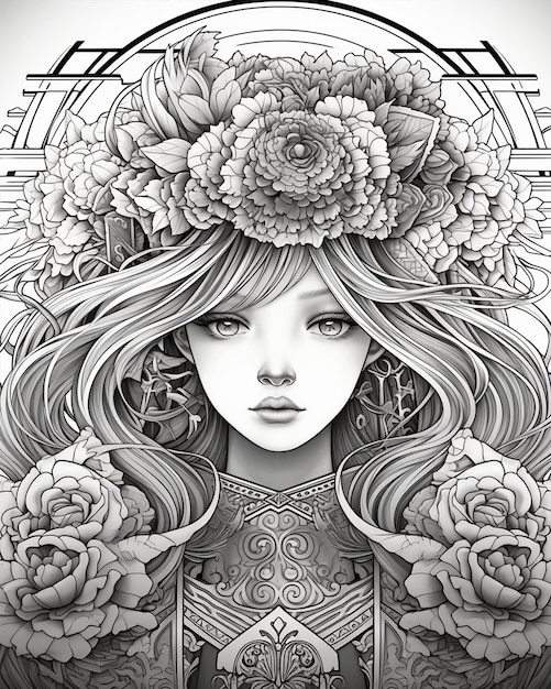 Manga Style Girl Coloring Book