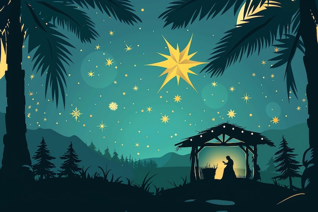 Manger christmas illustration background