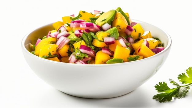 mango avocado salsa with red onions and cilantro