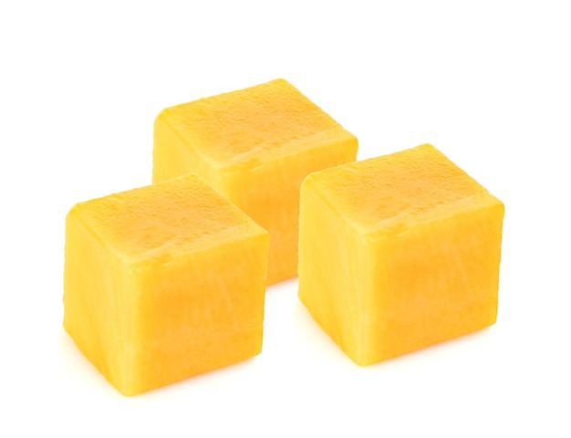 Mango cube slice isolated on the white background